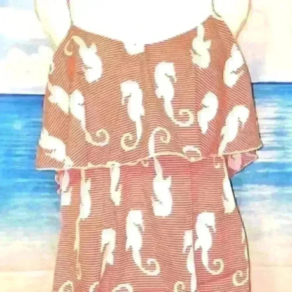 VESTIQUE Womans CAMI Lightweight Layers Seahorse Print CORAL PINK Top size Small - Picture 3 of 5